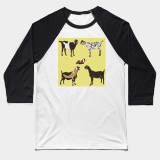 Nubian Goats Pattern Yellow Baseball T-Shirt
